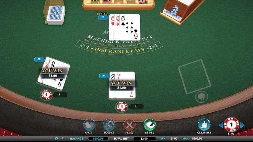 Play Free Multihand Blackjack Game